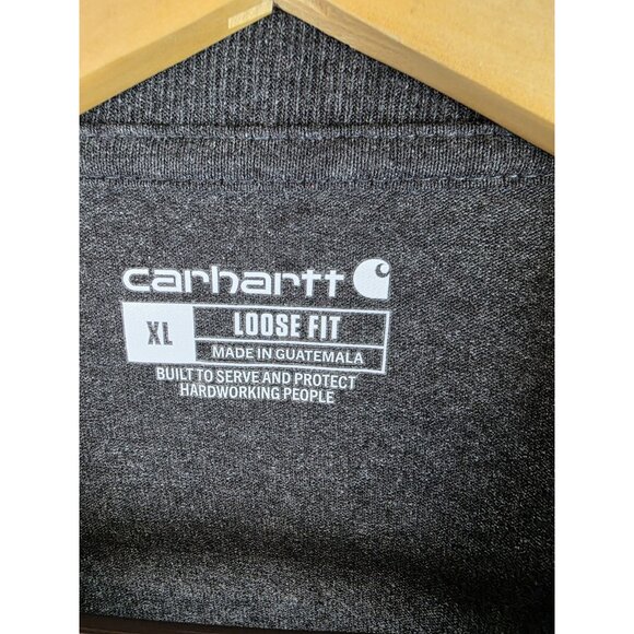 Carhartt Men's Shirt Size XL Gray Henley Pocket Tee Loose Fit Long Sleeve Top - Picture 8 of 11
